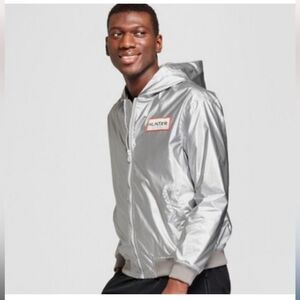 Hunter for Target Men Hooded Windbreaker Rain Jacket Silver Small